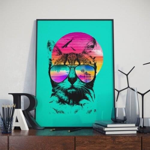 Asr Cat With Sunglasses-Sun Glasses Cat-Satin Fabric Poster wall graphics gráficos de parede настенная графика