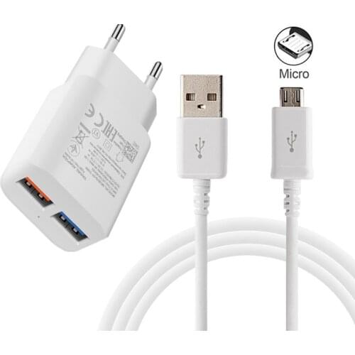LED Light 2 USB Ports Adaptive Adapter and Micro usb Cable for Samsung Galaxy A10 Xiaomi Redmi Huawei honor Mobile Phone Charger