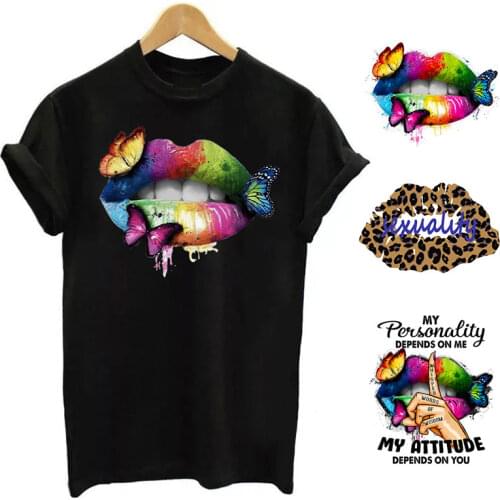 Lips Clothing Heat Transfer Stickers Iron On Patches DIY Women T-Shirt Iron On Patches