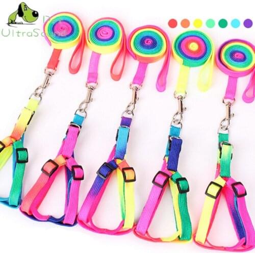 ULTRASOUND PET Dog Colorful Nylon Harness With Lead Leash Control Restraint Cat Puppy Dog Harness Soft Walk Vest For Small Dogs