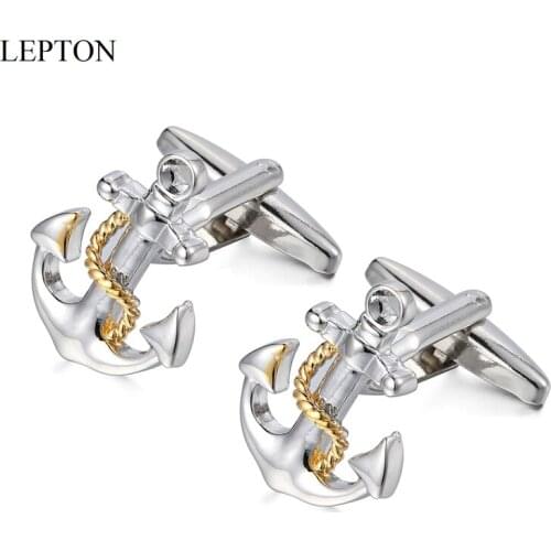 Lepton Anchor Cufflinks For Men Shirt Cuffs Cuff Links High quality Classic Nautical Anchor USN Navy Cufflink Relojes Gemelos