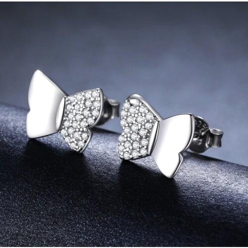 DE82 925 Sterling Silver Jewelry Natural Butterfly Party Stud Earrings joyas de plata 925 for Women Bijoux I091