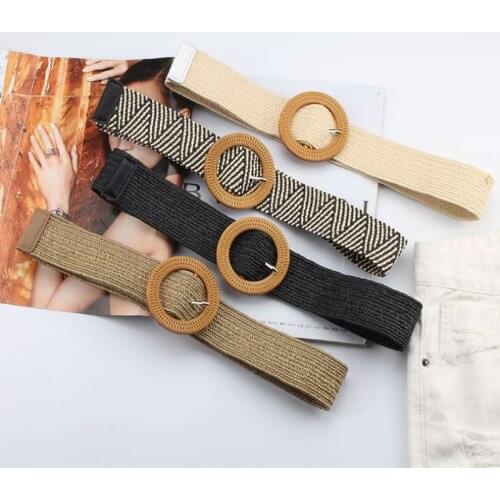 CANZE New Style Korean Cotton Linen Woven Belt Round Buckle Dress Gown Accessories Belt for Women