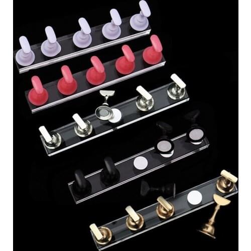 1 set of 5 Japanese nail checkerboard holders, nail holder display board, nail practice rack with magnet chessboard practice sea