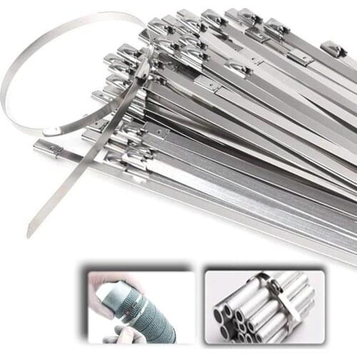 10 Pcs Heavy Duty Self-Locking Stainless Steel Cable Ties Multi-Purpose Metal Locking Ties for Home Office Garage Workshop