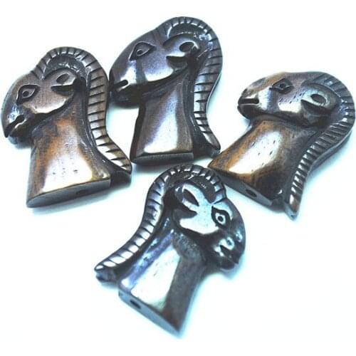 3pcs Brown sheep coat shape matching beads bone materials middle hole drilled size 26x20mm top fashion in US markets