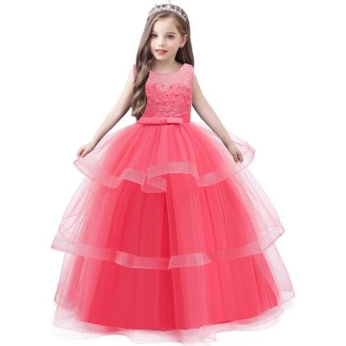 2021 autumn Girls Dress Kids Dresses For Girls Evening Party Elegant Princess Dress Wedding Gown Children Clothing 3 10 14 Years