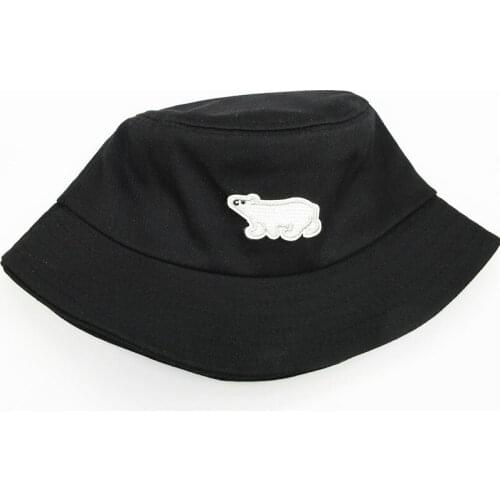 2021 Polar Bear Animal Embroidery Cotton Bucket Hat Fisherman Hat Outdoor Travel Sun Cap Hats for Men and Women 157