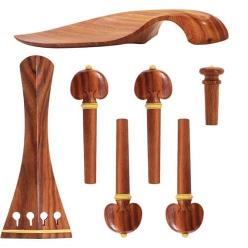 4/4 Violin Kit Full Size Violin Accessories Rosewood Violin Peg Tailpiece Chin Rest End Pin (4/4)