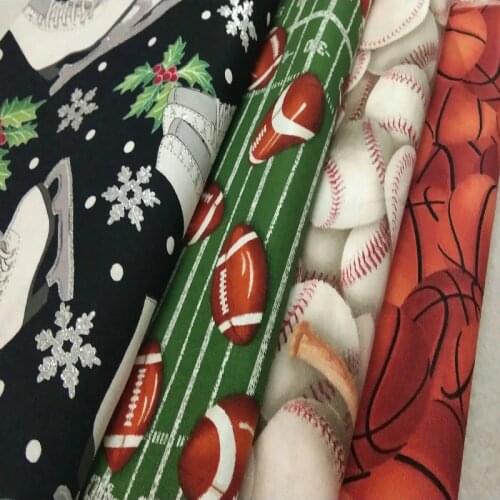 4pcs 25x24cm Sports Series American Football Basketball Baseball Skating Printed Small Size Cotton Fabric Bundle DIY Sewing
