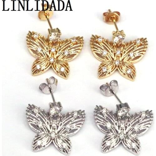 5Pairs women‘s cz gold drop earrings crystal zircon dangle earrings for girl butterfly earrings girl‘s jewelry gift