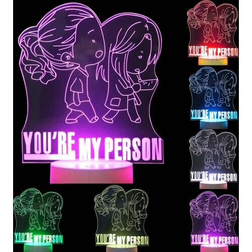 Greys Anatomy 3D American TV Series Small Greys Anatomy Night lamp USB Colorful Gradient Creative Gift LED Desk lamp 16 Color Ch