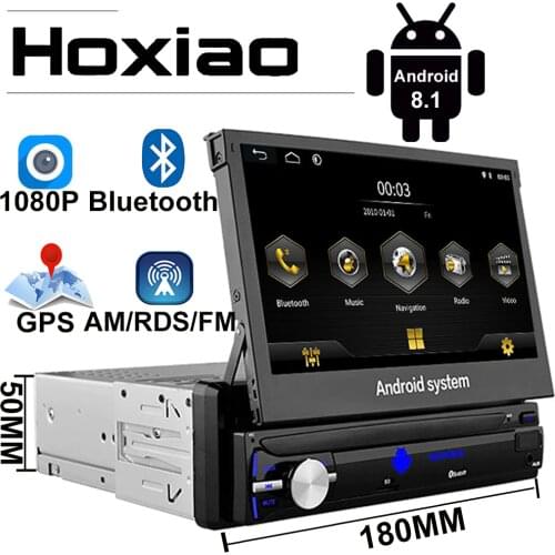 Car Radio 1 Din Android 7" GPS Navigation Bluetooth Camera Retractable Screen Audio AM USB Auto Radio Stereo Multimedia Player