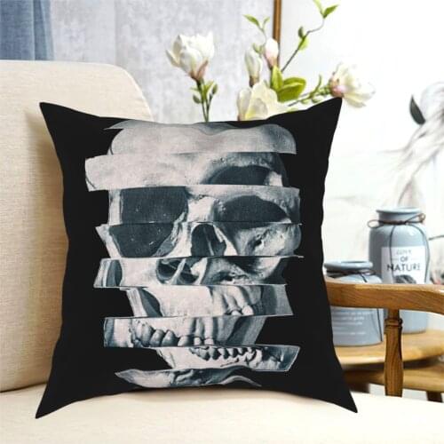 Glitch Skull Mono Horror Pillowcase Printed Polyester Cushion Cover Decoration Pillow Case Cover Home Zippered 40*40cm