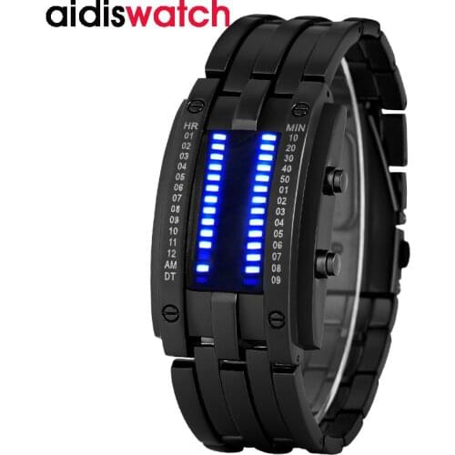 Luxury men waterproof electronic second generation Binary LED watches mens wrist watch Clock women kid gift relogio masculino