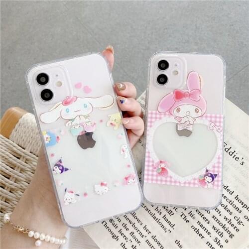 Cute Cartoon Figure Card Pocket Design Phone Cases for iPhone 12 Cute Girl Clear Soft Covers for iPhone 11/7/8/X/XR/XS/MAX