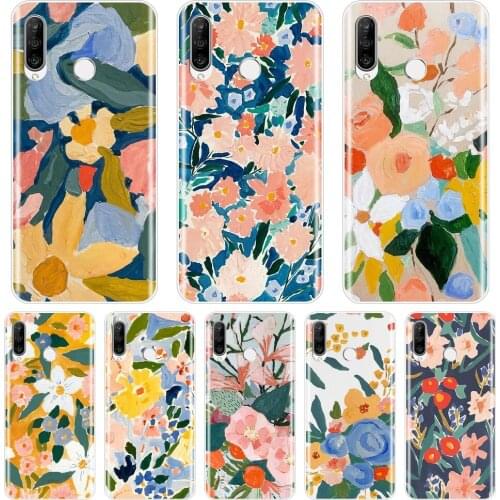 Phone Case For Huawei P Smart Z P Smart Plus 2019 Silicone Aesthetic Flower Art Back Cover For Huawei P30 Lite Pro P20 Lite 2019