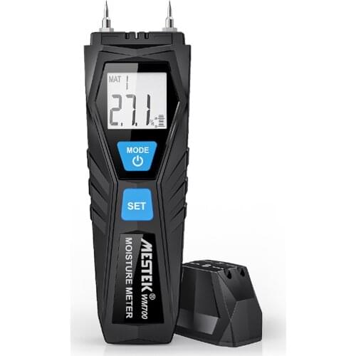 MESTEK WM700 Wood Moisture Tester Temperature Humidity Meter Mini LCD Digital Lumber Damp Meter Detector Tester 2 Pin Probe