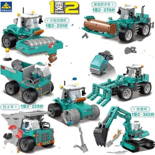 City Engineering Excavator Truck Crane Building Blocks Forklift Education Kids Toys Construction Constructor
