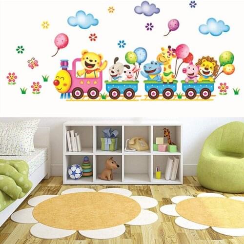 DIY Animals Train Wall Sticker For Kids Baby Room Nursery Home Decor Mural Art