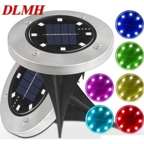 DLMH Solar Underground Lights Outdoor Stainless Steel Waterproof 8LED Garden Lawn Light Decorative For Garden Villa Landscape