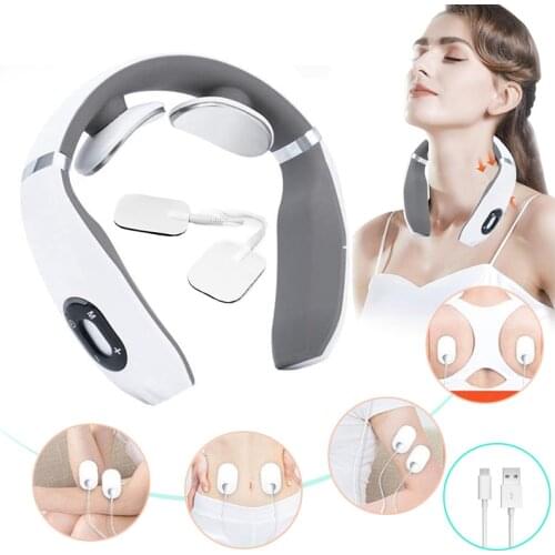 Electric Pulse Back And Neck Massager Cervical Traction Collar Infrared Heating Therapy Pain Relief Stimulator Cupping Massage