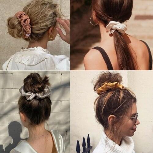 European American Amazon Solid Color Large Intestine Hairband Creative Retro Simple French Ins Online Influencer