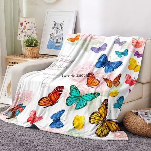 Butterfly Series Flannel Blanket Beautiful Girl Gift Warm Blanket Bed Sofa Outing Blanket Fashionable Microfiber Bedding