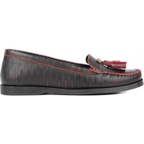 FootCourt- Black Red Genuine Leather Women Mocassin Shoes Loafers Female Casual Ladies Footwear Fashion New Women Driving Shoes