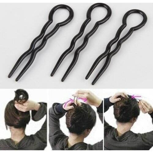 Hot Hair Styling Accessories 3pcs Fashion Chic Women Handmade Black Hair Fork Pick Pin