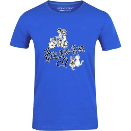 High-Q Unisex Anime Teasing Master Takagi-san Cotton T-Shirt Tee O-Neck Casual Nishikata Takagi Blue T-Shirt Tee Tshirt