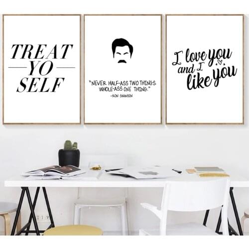 Ron Swanson Quotes Canvas Art Prints Black White Poster Parks and Recreation Saying Minimalism Wall Picture Home Wall Art Decor