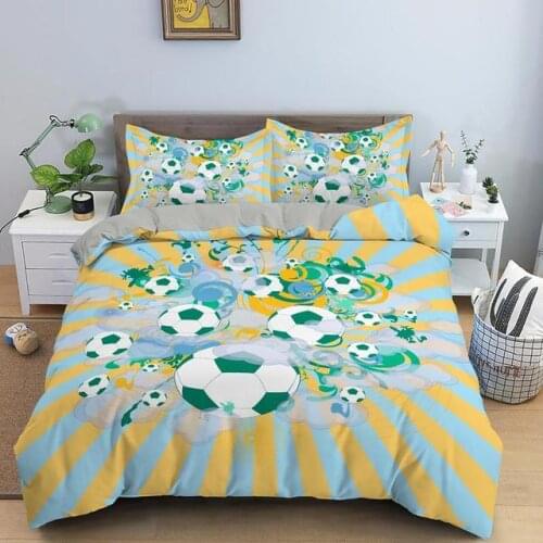 3D Cartoon Football Bedding Set Soccer Duvet Cover Pillowcase Comforter