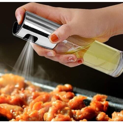 Pump Kitchen Oil Spray Bottle Glass Oil Pot Stainless Steel Olive Oil Sprayer Leak-proof Drops BBQ Oil Dispenser Cooking Tools