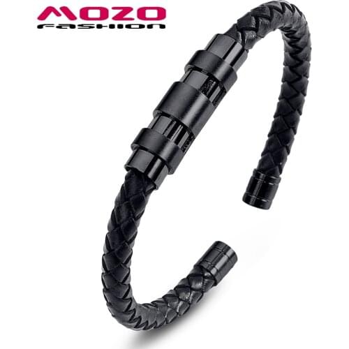 Fashion Bangle Brand Men Charm Bracelet Leather Bracelet Stainless Steel Adjustable Bracelets & Bangles Male Punk Jewelry PS2020