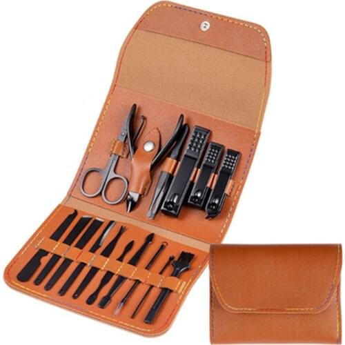 12/16Pcs Professional Nail Art Clipper Set Manicure Pedicure Makeup Grooming Care Tool Stainless Steel Dead Skin Remove Kit