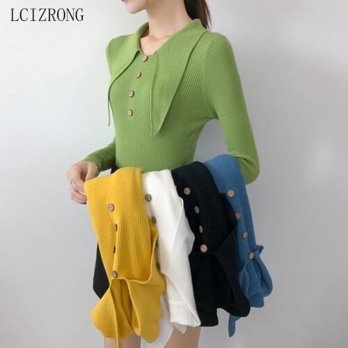 2020 New Spring Slim Women Sweaters Knitted Tops Pullovers Casual Female Shirt Long Sleeve Short Tight Sweater Girls