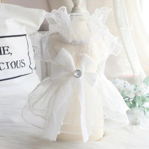 Pet Clothing Stylish Pet Lace Wedding Dress White Dog Skirt Skin-friendly for Cat