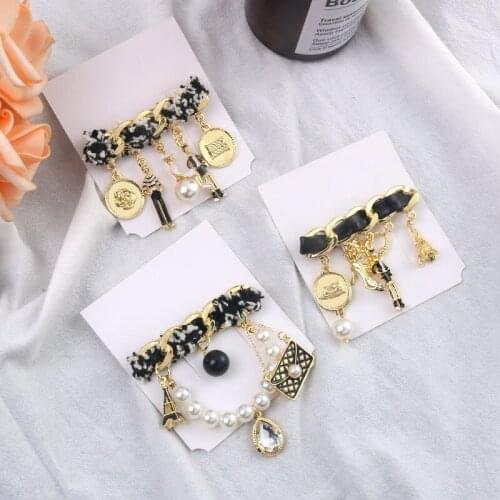 Braided Rope Enamel Tower Avatar Charms Brooches Women Fashion Pearl Camellia Badge Pins Brand Men Brooch Accessories Z159