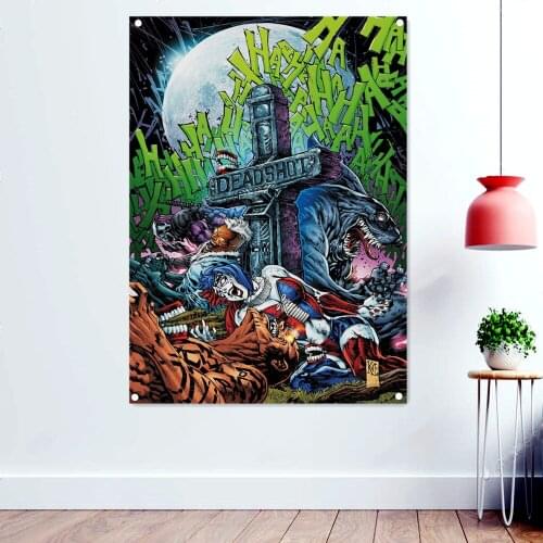 DEADSHOT Disgusting Bloody Art Banners Heavy Metal Music Art Works Poster Scary Skull Tattoo Wallpaper Rock Band Icon Flags