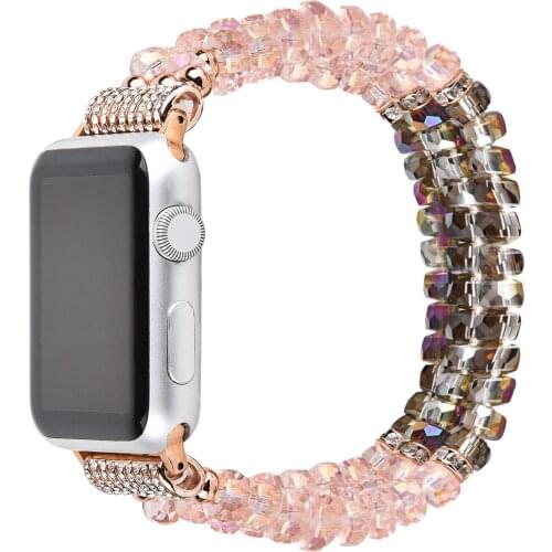 Watchband Solid Crystal Metal Buckle Belt Stylish Watch Strap for Apple Watch SE Series 6 5 4 Band 44mm 40mm 42mm 38mm Wristband