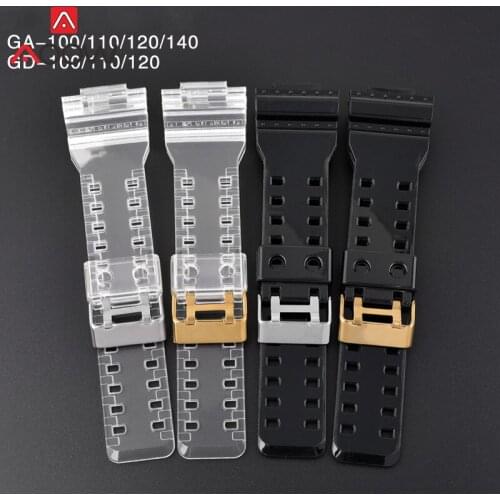 Resin Strap Quick Release Band for Casio G-SHOCK GA-100 GD-110 G-8900 Men Sport Waterproof Replacement Bracelet Belt Gold Buckle