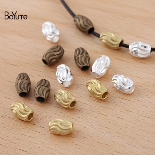 BoYuTe (100 Pieces) 5*7MM Carved Bean Beads Factory Direct Sale Diy Metal Brass Beads for Jewelry Making