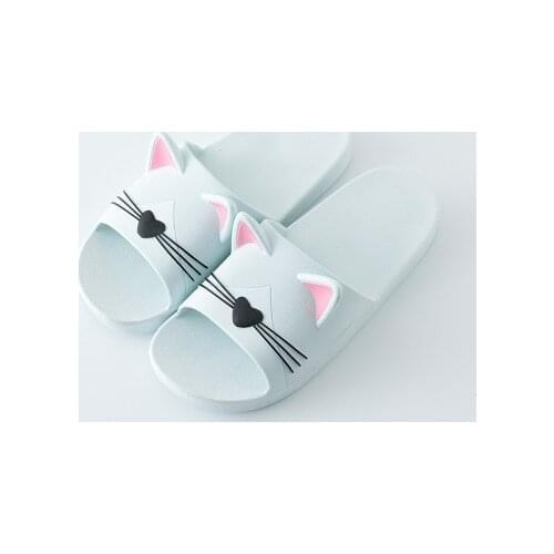 Summer Indoor Family Bathroom Slippers Lovers Slides Flip Flops Flat Shoes Women Slippers Cartoon Cat Lovely Shoes