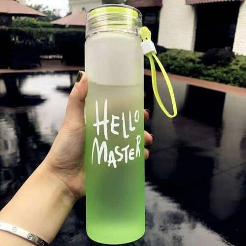 Sports Water Bottle Glass Water Bottles Outdoor Tour Gym Portable Rope Leak Proof Seal Simple Frosted Heat Resistant Water Cup