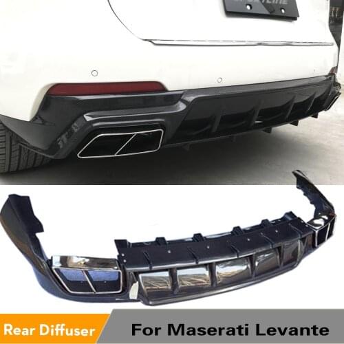 Rear Diffuser Spoiler with Exhaust Tips Fit For Maserati Levante 2016 2017 2018 2019 2020 Carbon Fiber Car Bumper Guard