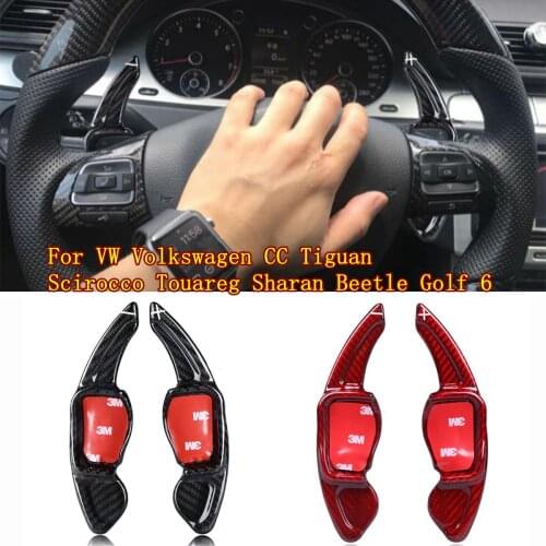 Carbon steering wheel Paddle Shifters for VW Volkswagen CC Tiguan Scirocco Touareg Sharan Beetle Golf 6 Car Shift paddles