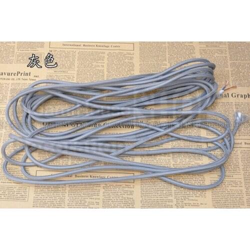 Outlet 100meters 2 x 0.75mm2 Grey Vintage Twisted Electrical Wire Textile Cable Vintage Lamp Cord Pendant Light Lamp Wire