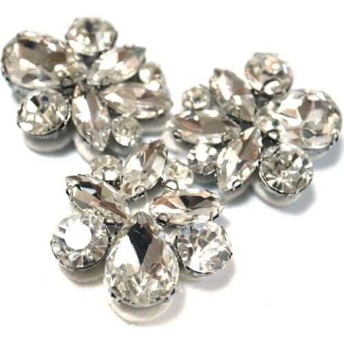 3pc/lot white Rhinestone patches for clothes beaded Patches for clothing DIY sew on parches Embroidery appliques