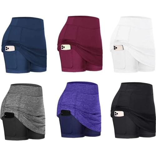 Fitness Short Running 2 In 1 Tennis Sport Skirt Skorts Yoga Skirt High Waist Quick Drying Anti Exposure Skirts Workout Clothing